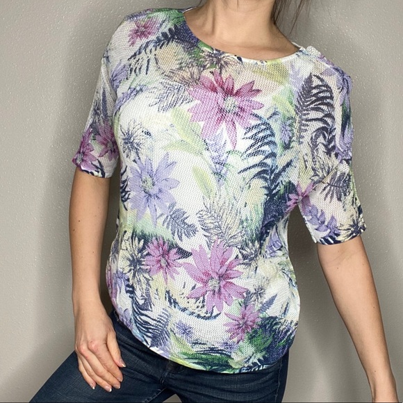 J. Jill Tops - J. Jill Flower Short Sleeve Blouse Large